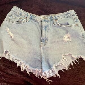 Forever 21 Blue Jean Shorts Distressed High-Waisted
